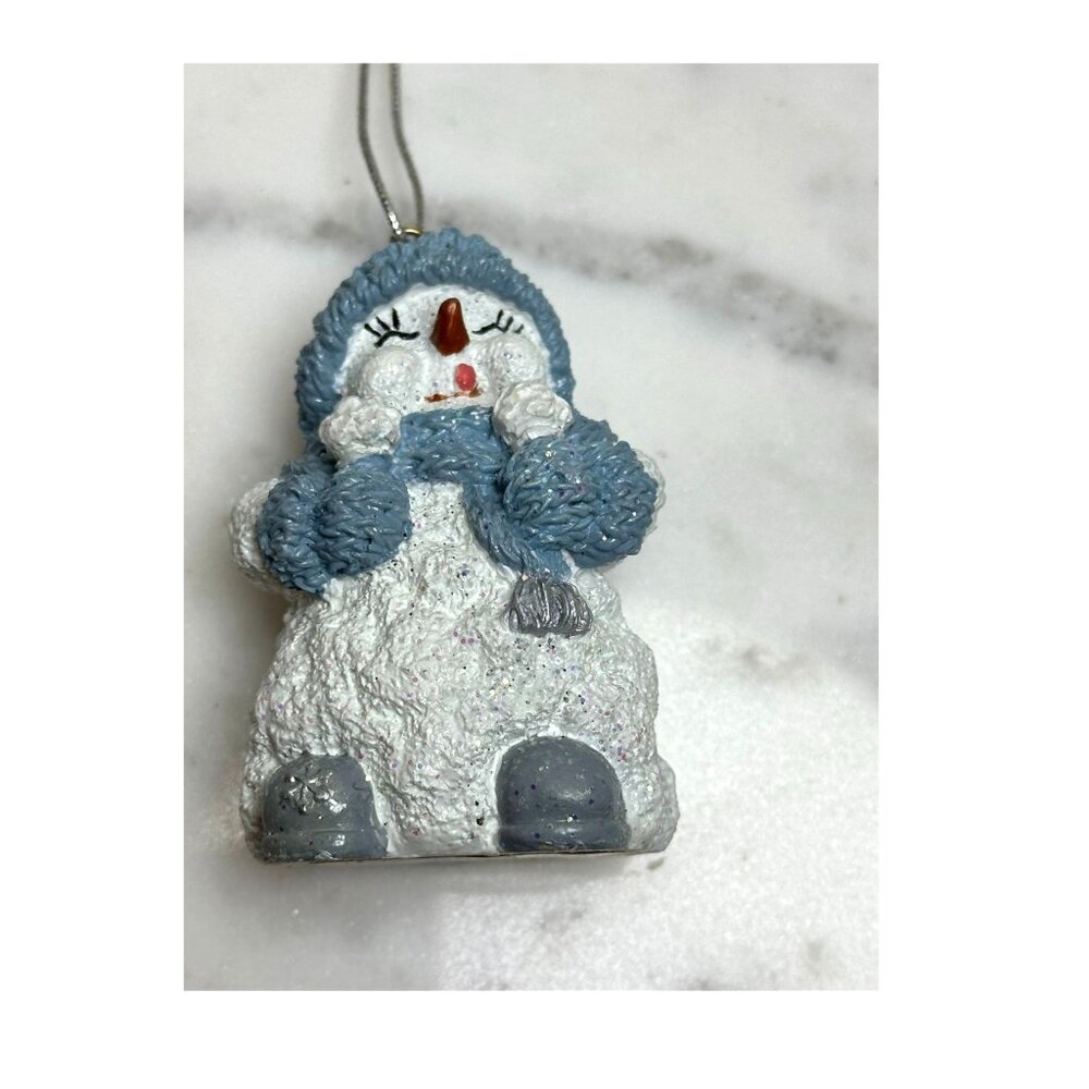 Vintage Snowman Ornament With Ice Cream Cones 3" Holiday Winter Collectible Deco